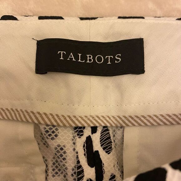 Talbots Slim Crop Black and White Cheetah Print Pants - Picture 9 of 14